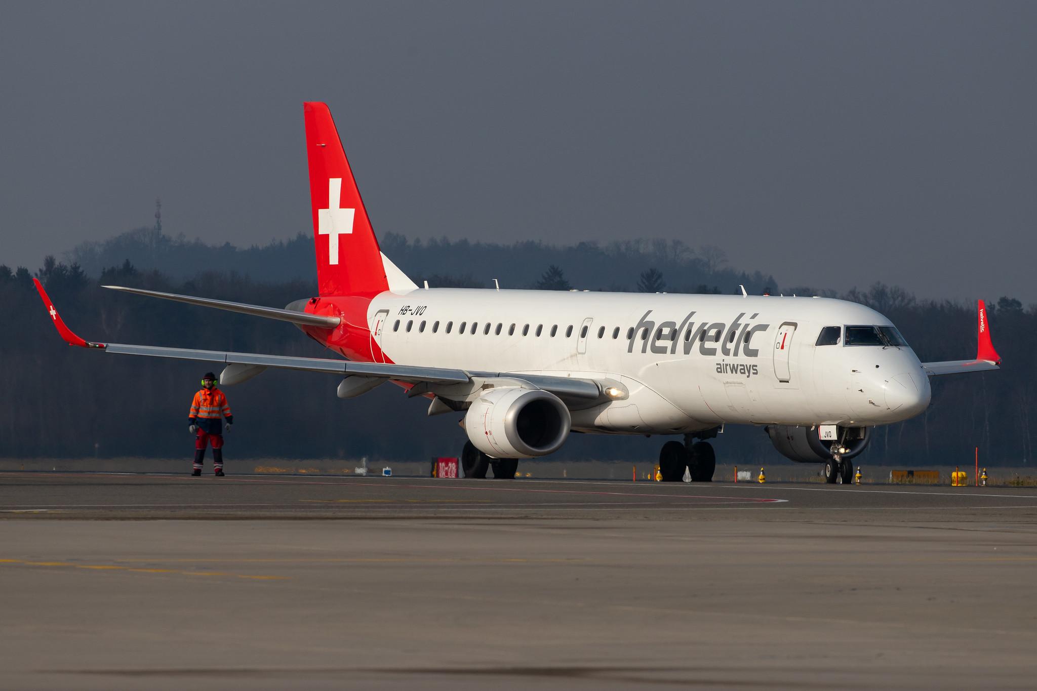 Flughafen Zürich: Helvetic Airways (2L / OAW) |  Embraer E190LR E190 | HB-JVQ | MSN 19000420