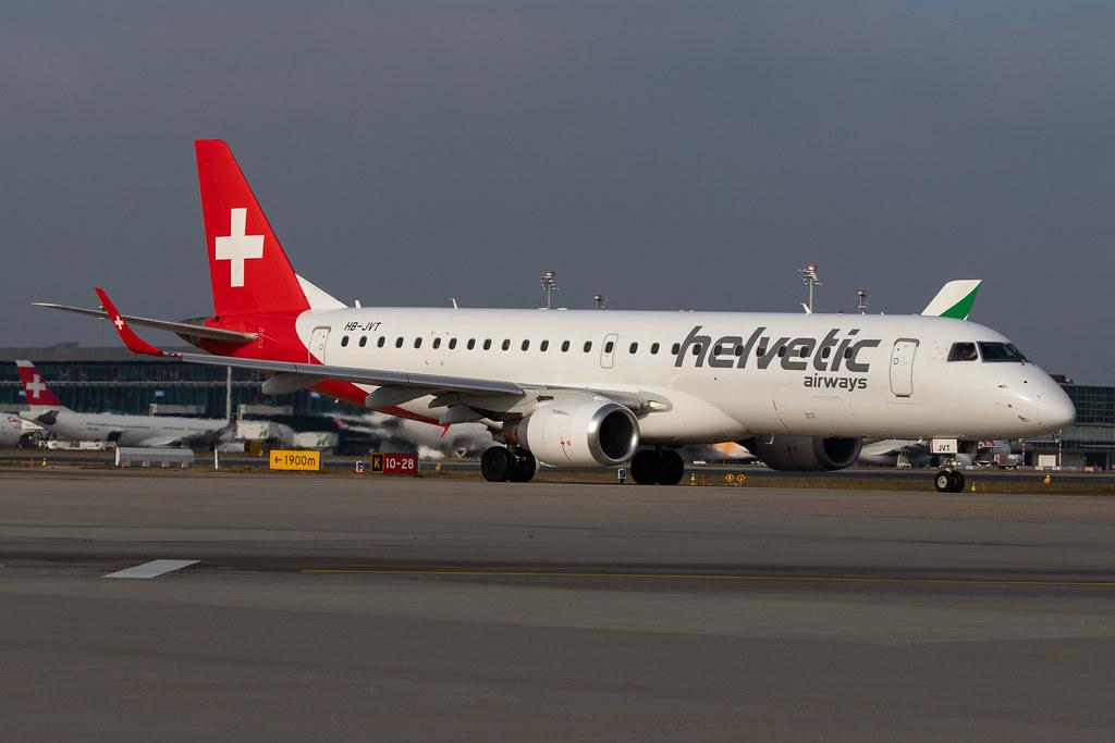 Flughafen Zürich: Helvetic Airways (2L / OAW) |  Embraer E190AR E190 | HB-JVT | MSN 19000199