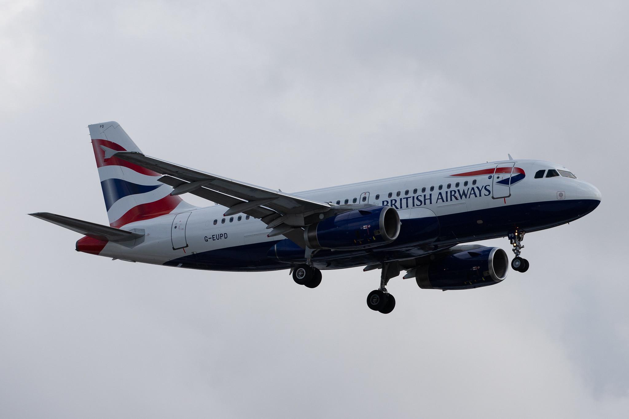London Heathrow Airport: British Airways (BA / BAW) |  Airbus A319-131 A319 | G-EUPD | MSN 1142