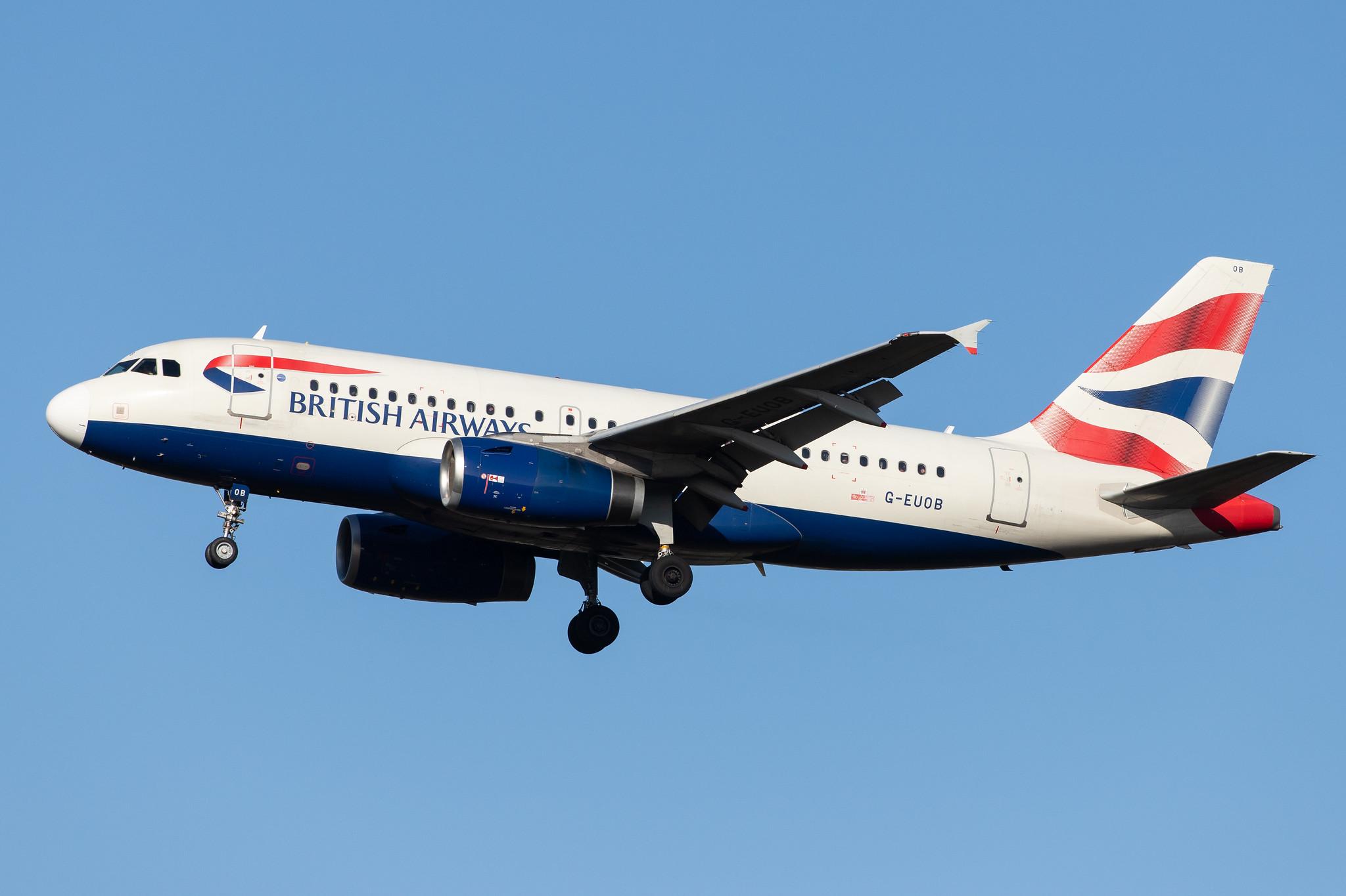 London Heathrow Airport: British Airways (BA / BAW) |  Airbus A319-131 A319 | G-EUOB | MSN 1529