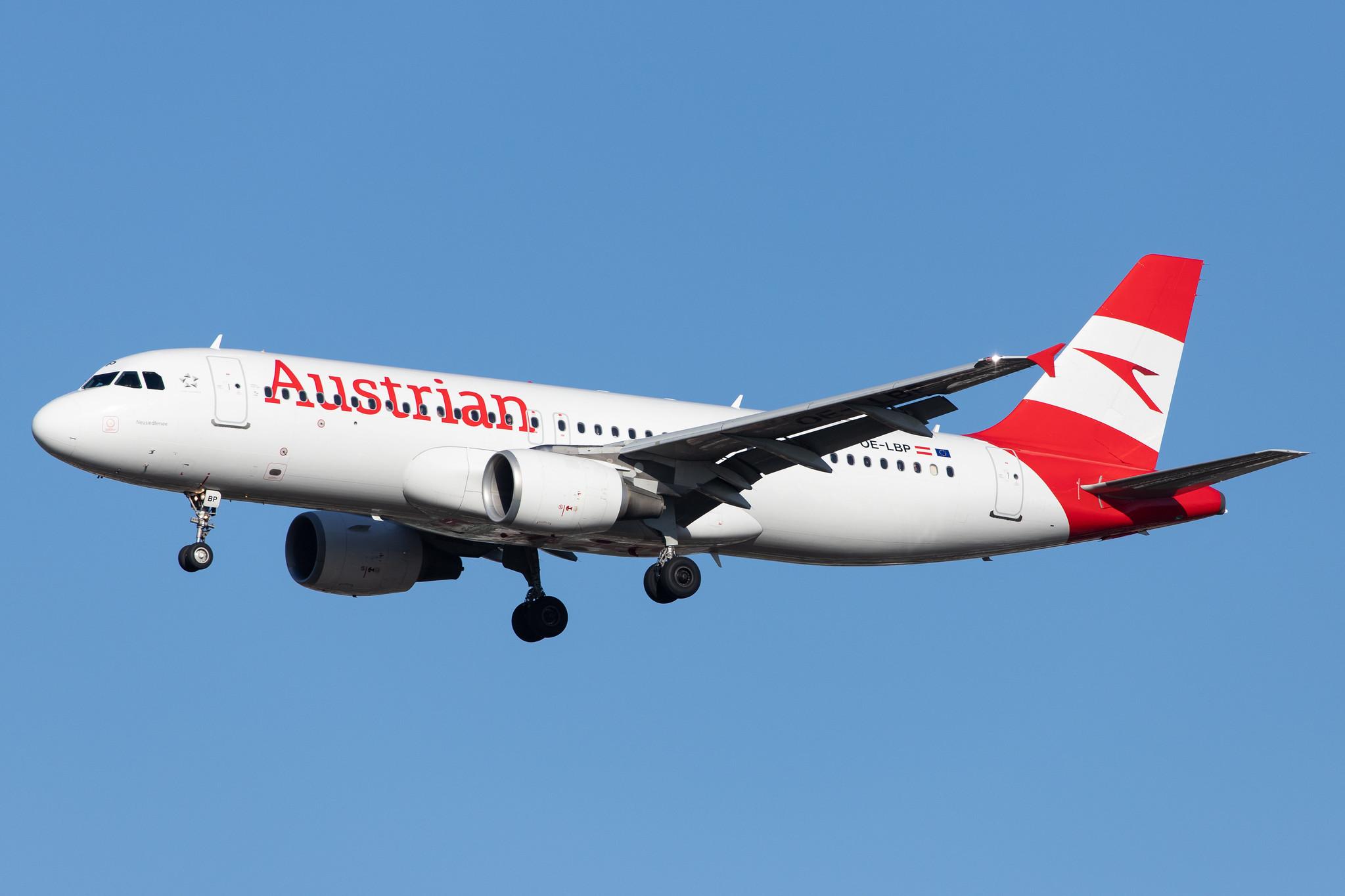 London Heathrow Airport: Austrian Airlines (OS / AUA) |  Airbus A320-214 A320 | OE-LBP | MSN 0797