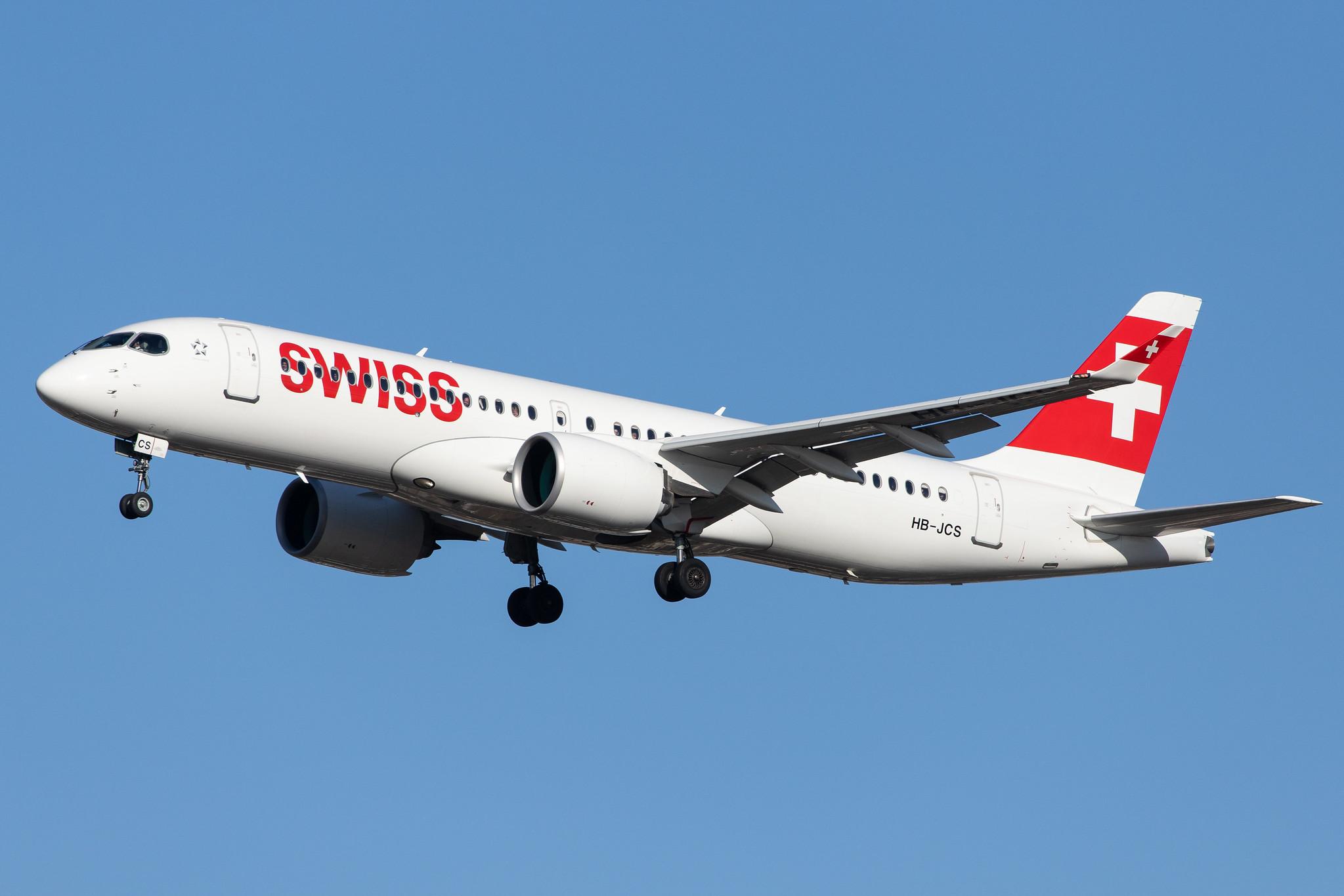 London Heathrow Airport: Swiss (LX / SWR) |  Airbus A220-300 BCS3 | HB-JCS | MSN 55045