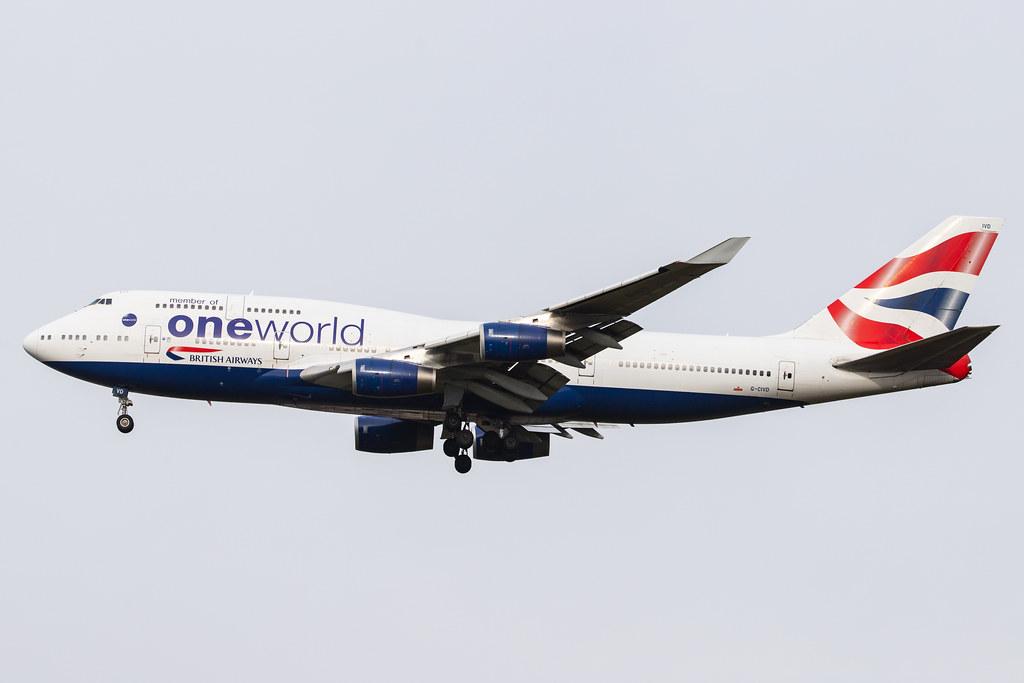 London Heathrow Airport: British Airways (BA / BAW) |  Livery: Oneworld Livery |  Boeing 747-436 B744 | G-CIVD | MSN 27349