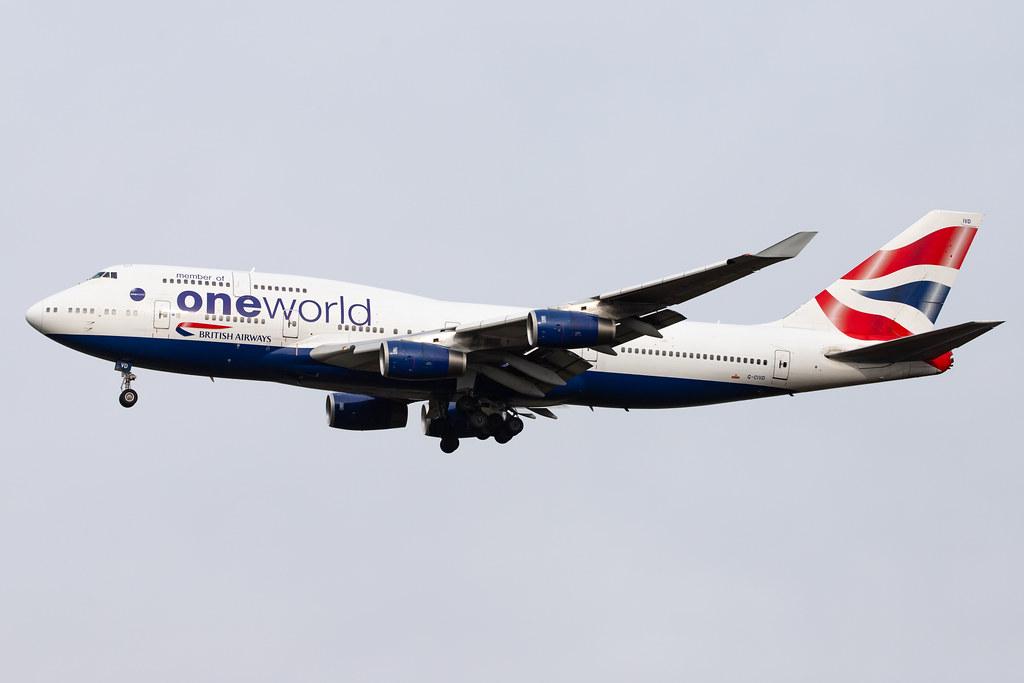 London Heathrow Airport: British Airways (BA / BAW) |  Livery: Oneworld Livery |  Boeing 747-436 B744 | G-CIVD | MSN 27349