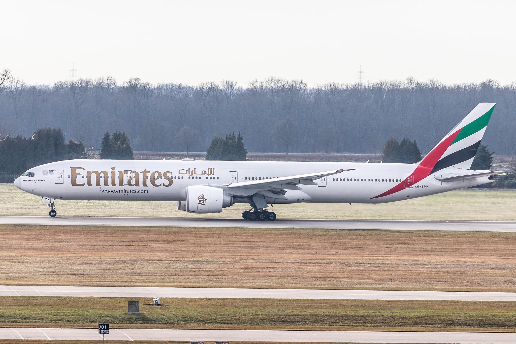 Munich Airport: Emirates (EK / UAE) |  Boeing 777-31H(ER) B77W | A6-EPV | MSN 42341
