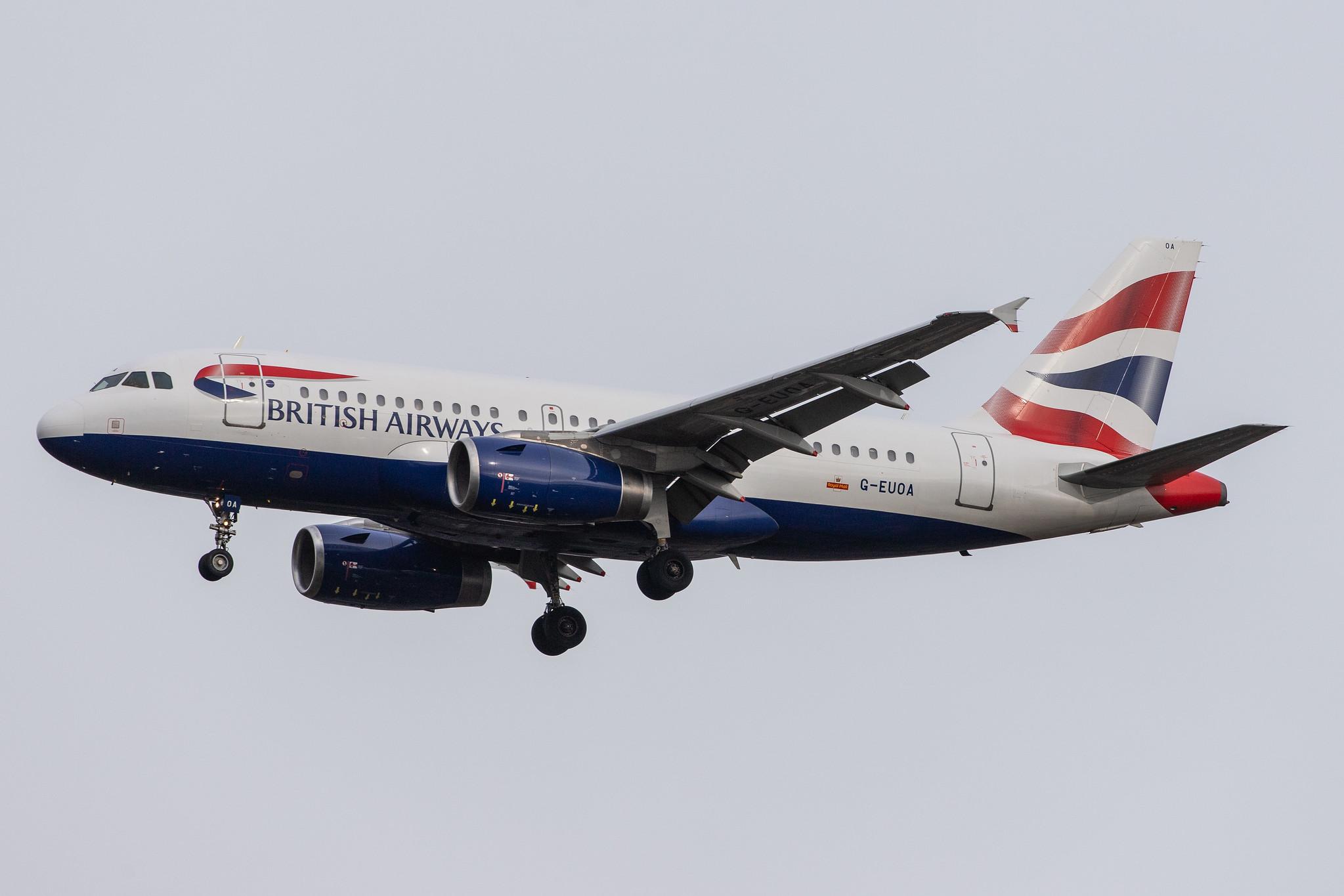 London Heathrow Airport: British Airways (BA / BAW) |  Airbus A319-131 A319 | G-EUOA | MSN 1513
