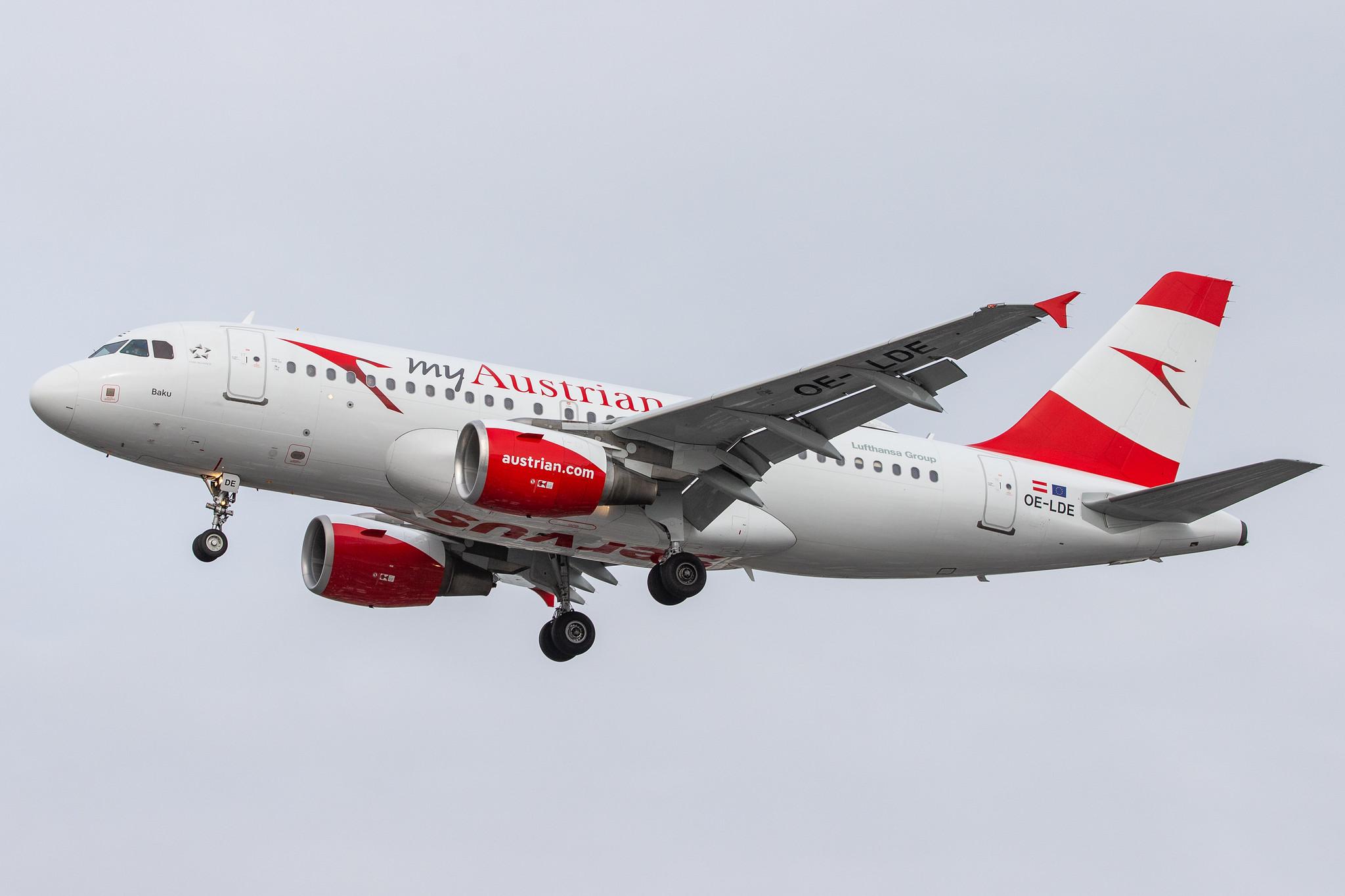 London Heathrow Airport: Austrian Airlines (OS / AUA) |  Airbus A319-112 A319 | OE-LDE | MSN 2494