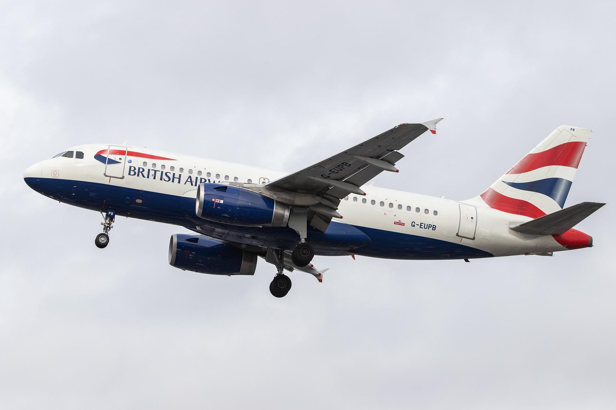 London Heathrow Airport: British Airways (BA / BAW) |  Airbus A319-131 A319 | G-EUPB | MSN 1115