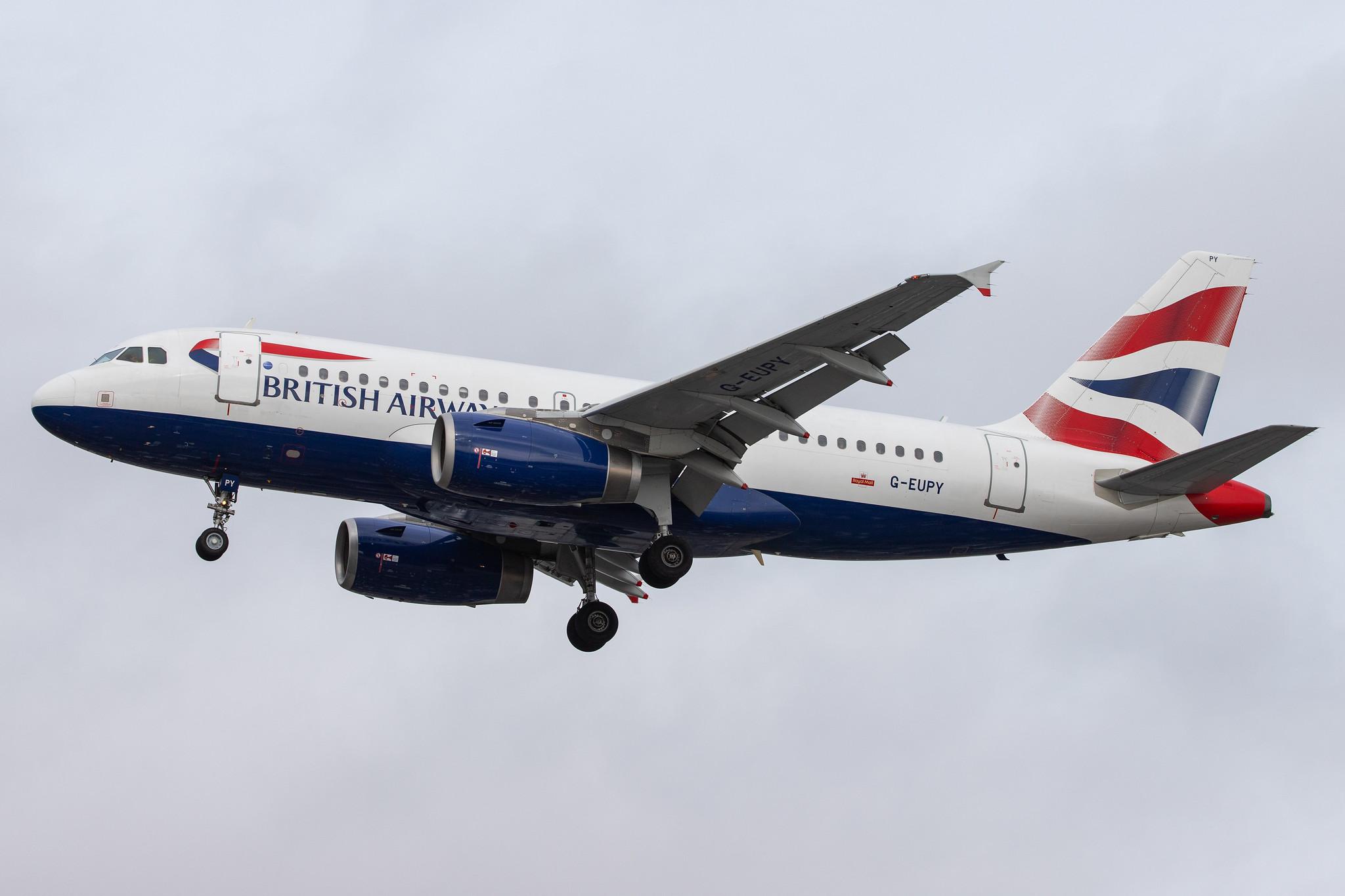 London Heathrow Airport: British Airways (BA / BAW) |  Airbus A319-131 A319 | G-EUPY | MSN 1466