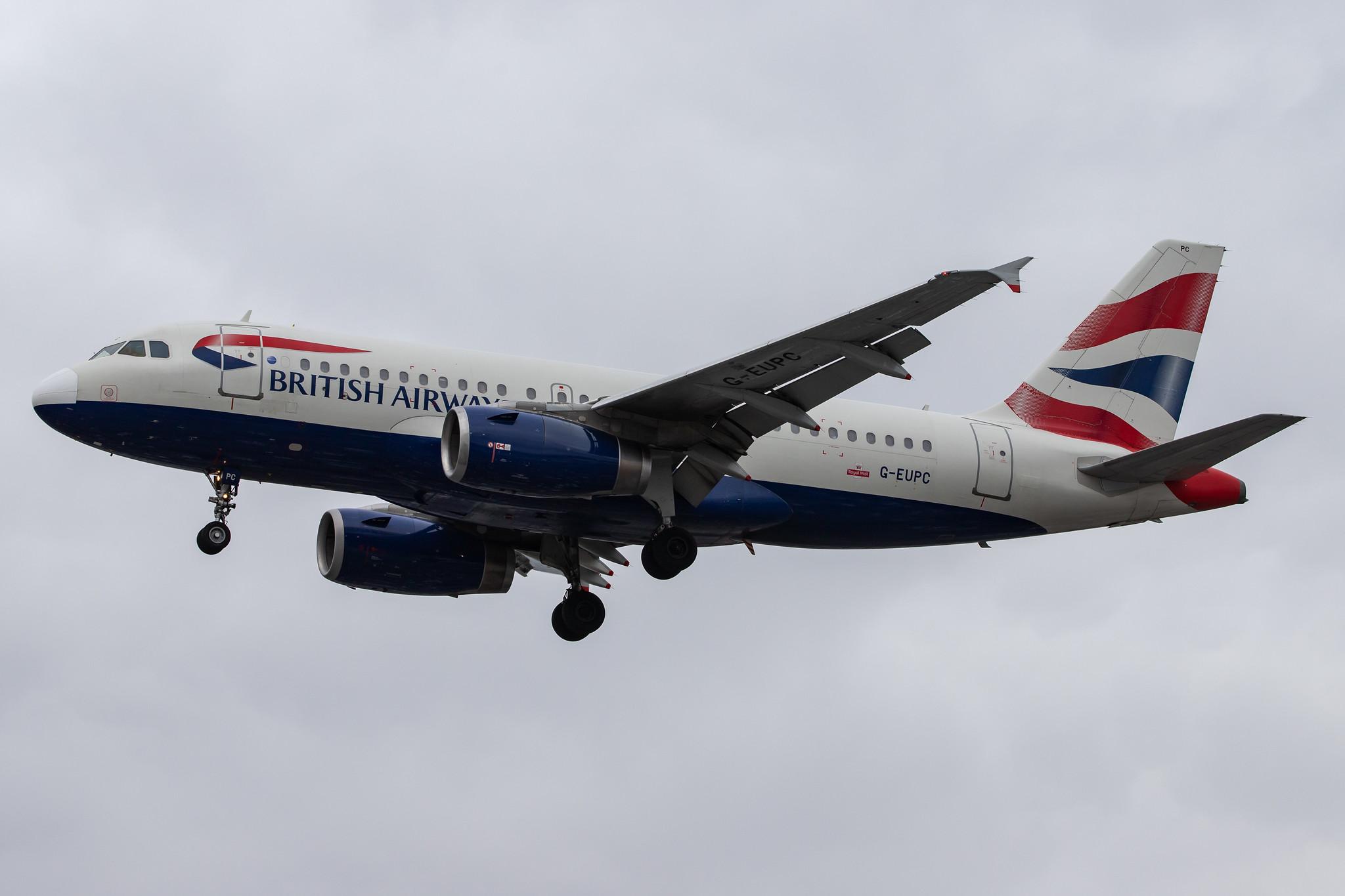 London Heathrow Airport: British Airways (BA / BAW) |  Airbus A319-131 A319 | G-EUPC | MSN 1118