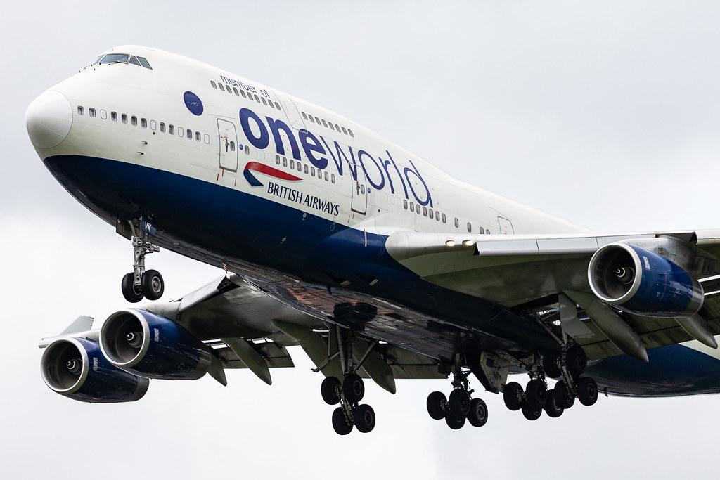 London Heathrow Airport: British Airways (BA / BAW) |  Livery: Oneworld livery |  Boeing 747-436 B744 | G-CIVK | MSN 25818