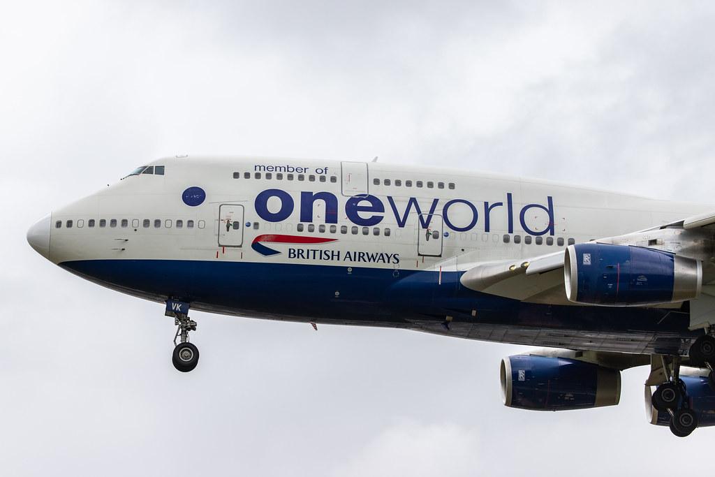 London Heathrow Airport: British Airways (BA / BAW) |  Livery: Oneworld livery |  Boeing 747-436 B744 | G-CIVK | MSN 25818