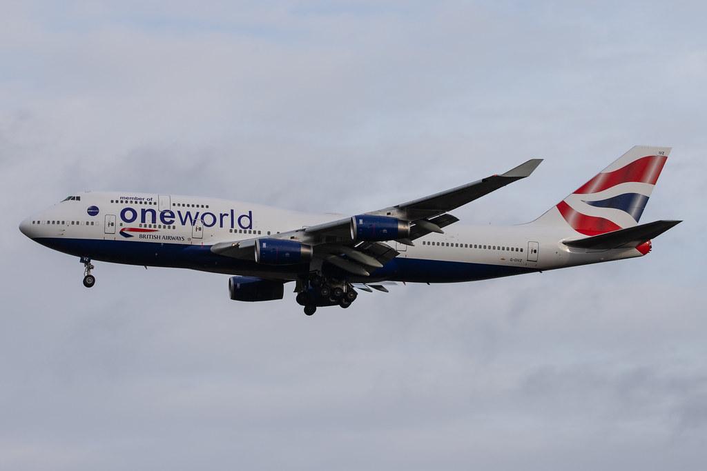 London Heathrow Airport: British Airways (BA / BAW) |  Livery: Oneworld livery |  Boeing 747-436 B744 | G-CIVZ | MSN 28854