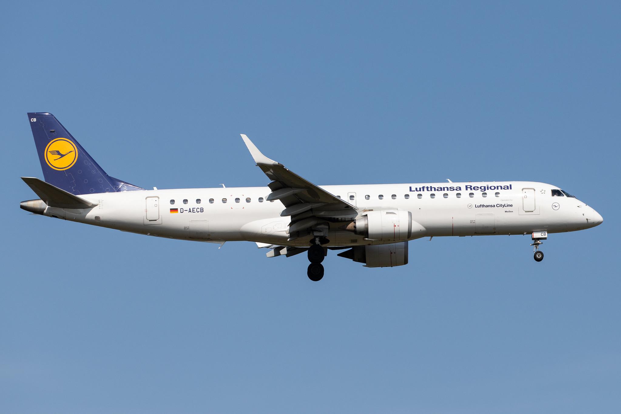 Frankfurt Airport: Lufthansa (LH / DLH) | Operator: Lufthansa CityLine |  Embraer E190LR E190 | D-AECB | MSN 19000332