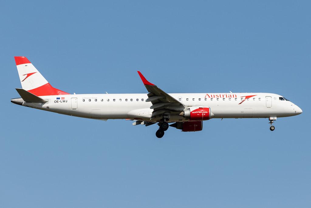 Frankfurt Airport: Austrian Airlines (OS / AUA) |  Embraer E195LR E195 | OE-LWJ | MSN 19000507