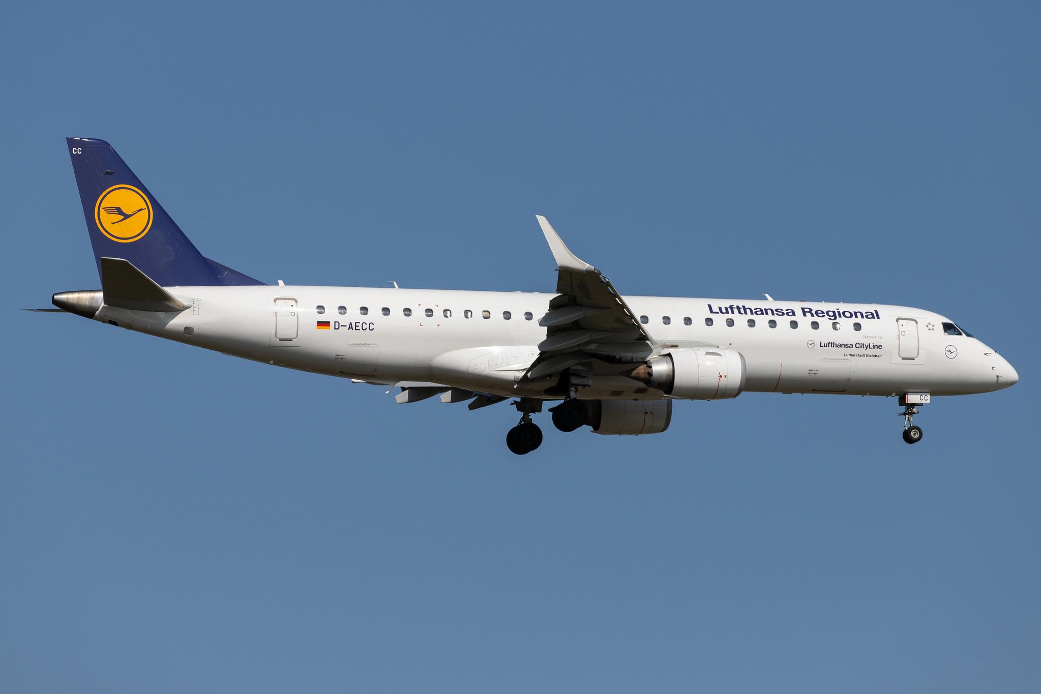 Frankfurt Airport: Lufthansa (LH / DLH) | Operator: Lufthansa CityLine |  Embraer E190LR E190 | D-AECC | MSN 19000333