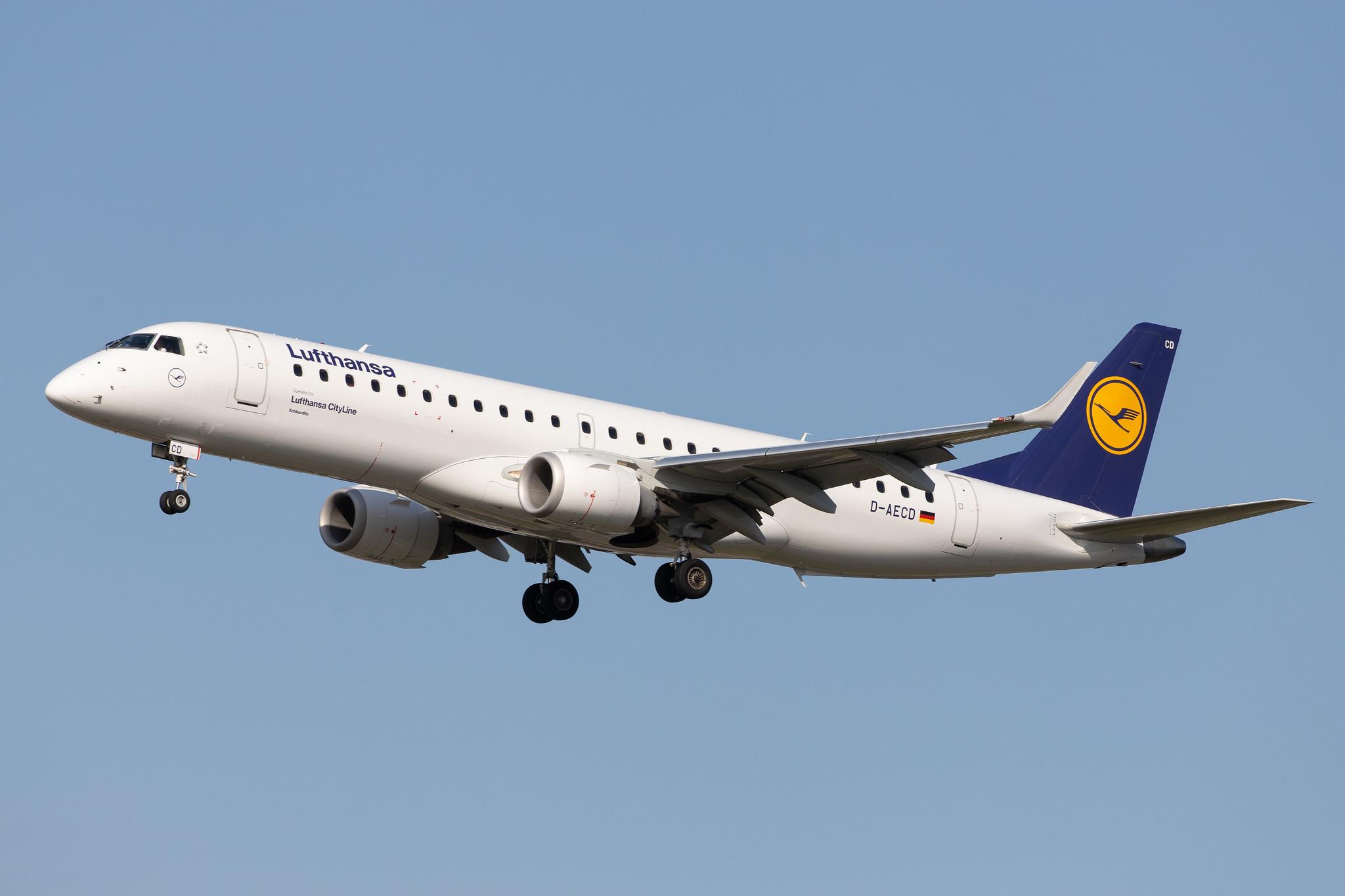 Frankfurt Airport: Lufthansa (LH / DLH) | Operator: Lufthansa CityLine |  Embraer ERJ-190LR E190 | D-AECD | MSN 19000337