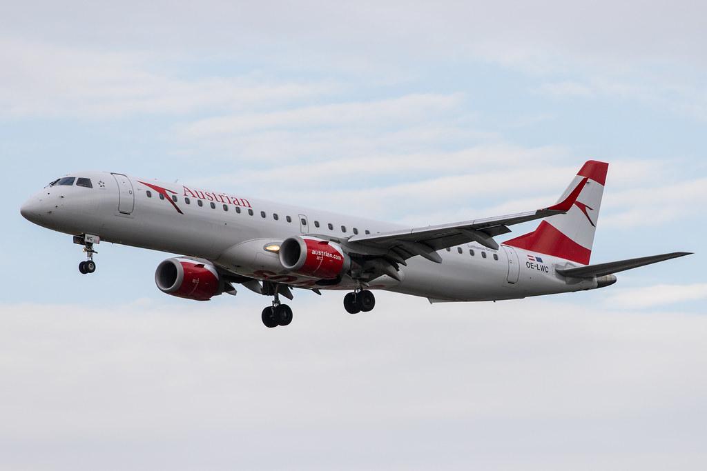 Frankfurt Airport: Austrian Airlines (OS / AUA) |  Embraer ERJ-195LR E195 | OE-LWC | MSN 19000350