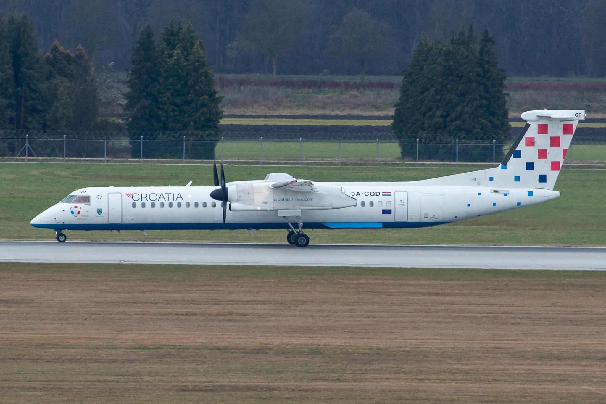 Munich Airport: Croatia Airlines (OU / CTN) |  De Havilland Canada Dash 8-400 DH8D | 9A-CQD | MSN 4260