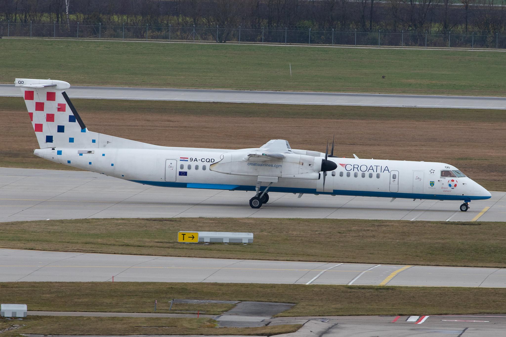 Munich Airport: Croatia Airlines (OU / CTN) |  De Havilland Canada Dash 8-400 DH8D | 9A-CQD | MSN 4260