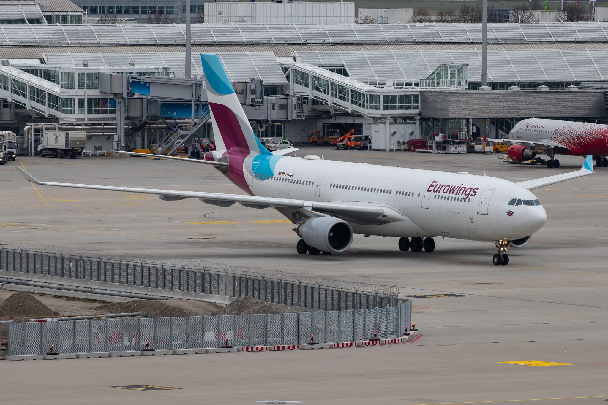 Munich Airport: Eurowings (EW / EWG) | Operator: SunExpress Deutschland |  Airbus A330-203 A332 | D-AXGE | MSN 0612
