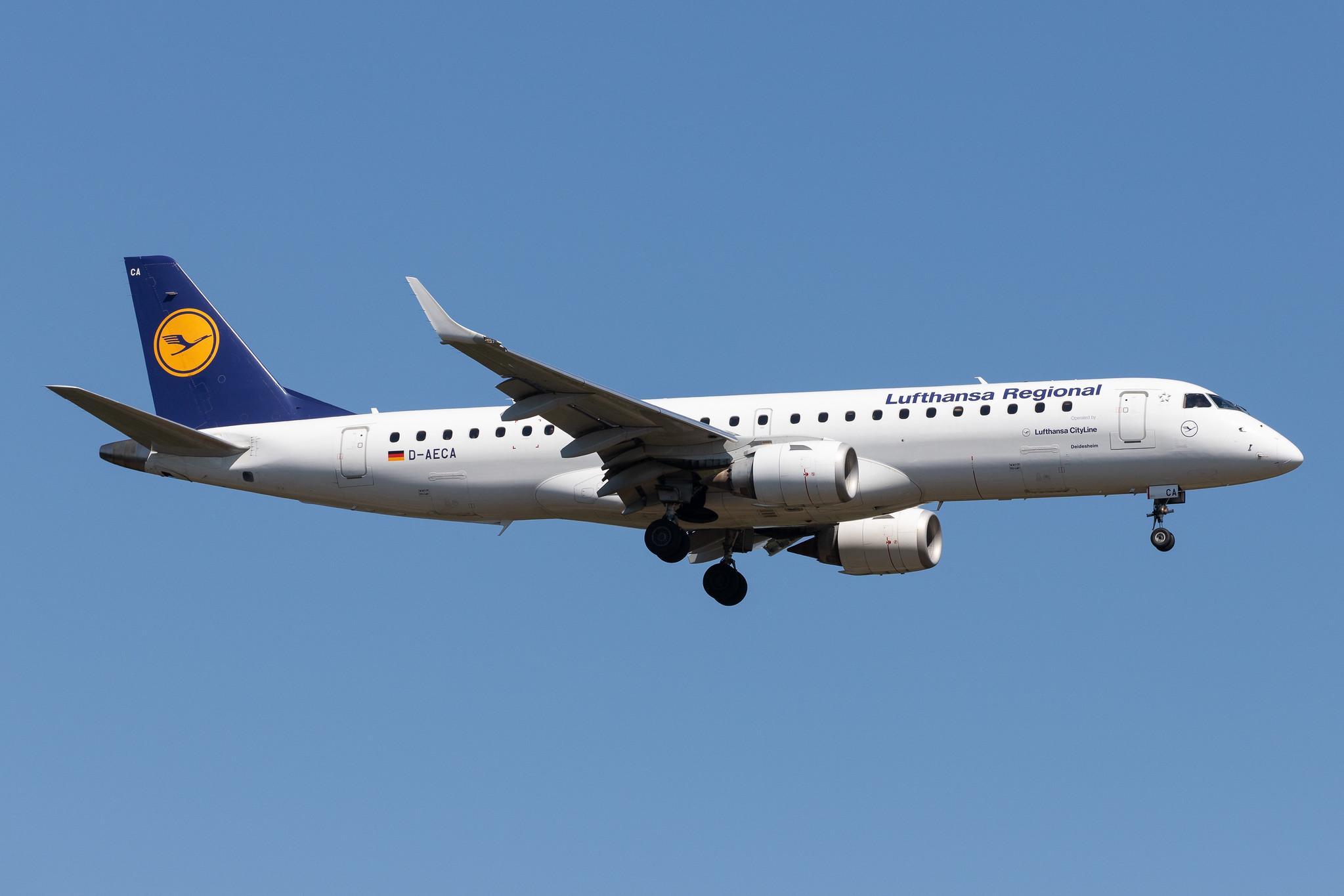 Frankfurt Airport: Lufthansa (LH / DLH) | Operator: Lufthansa CityLine |  Embraer E190LR E190 | D-AECA | MSN 19000327