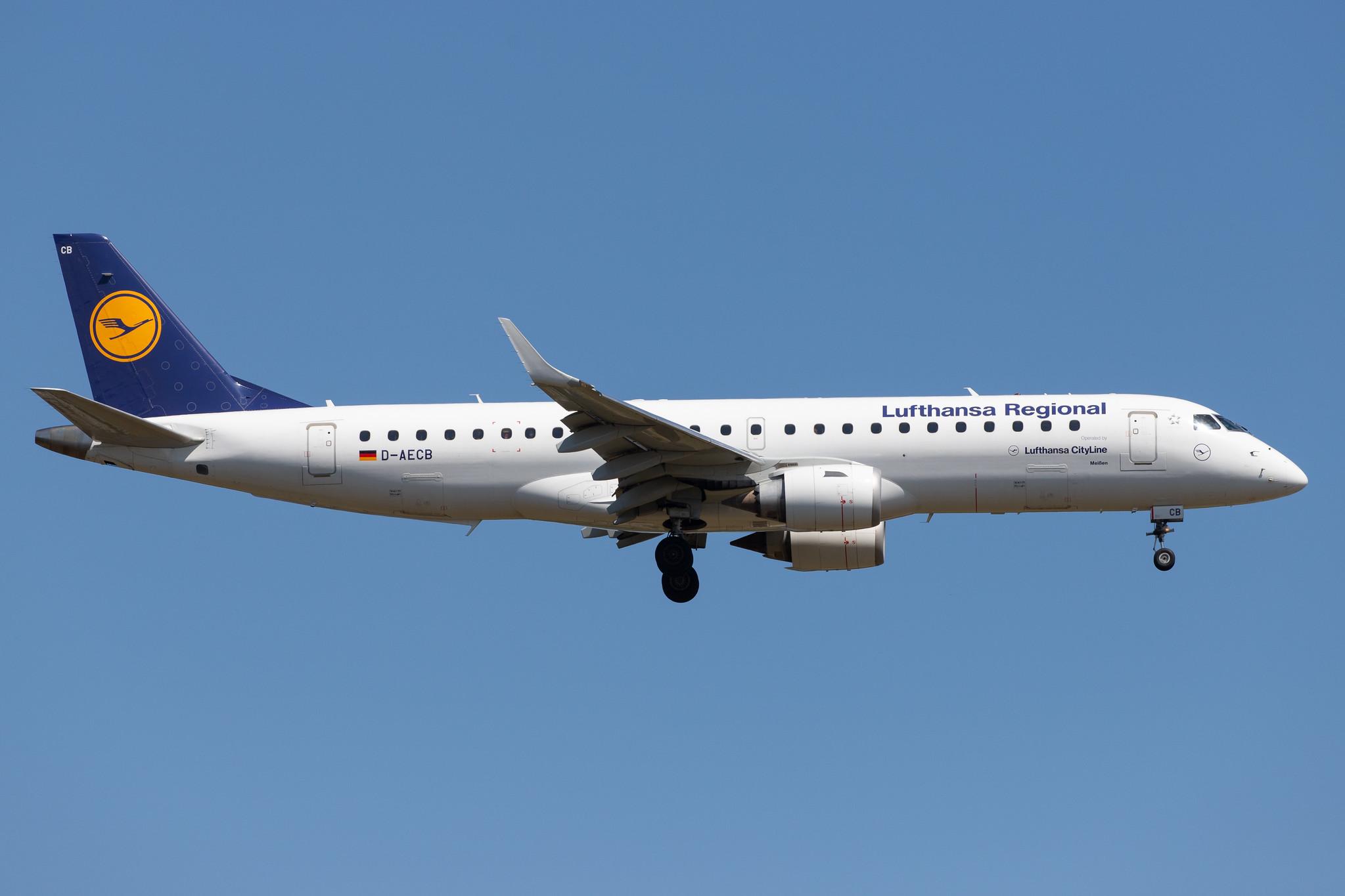 Frankfurt Airport: Lufthansa (LH / DLH) | Operator: Lufthansa CityLine |  Embraer E190LR E190 | D-AECB | MSN 19000332