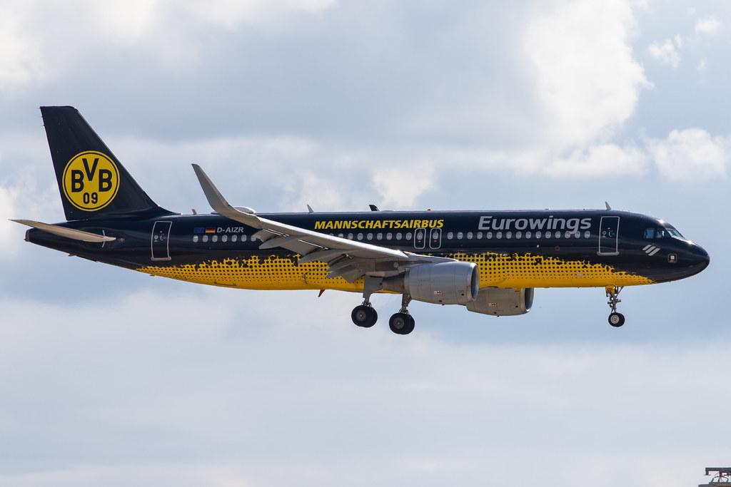 Hamburg Airport: Eurowings (EW / EWG) |  Livery: Borussia Dortmund Livery |  Airbus A320-214 A320 | D-AIZR | MSN 5525