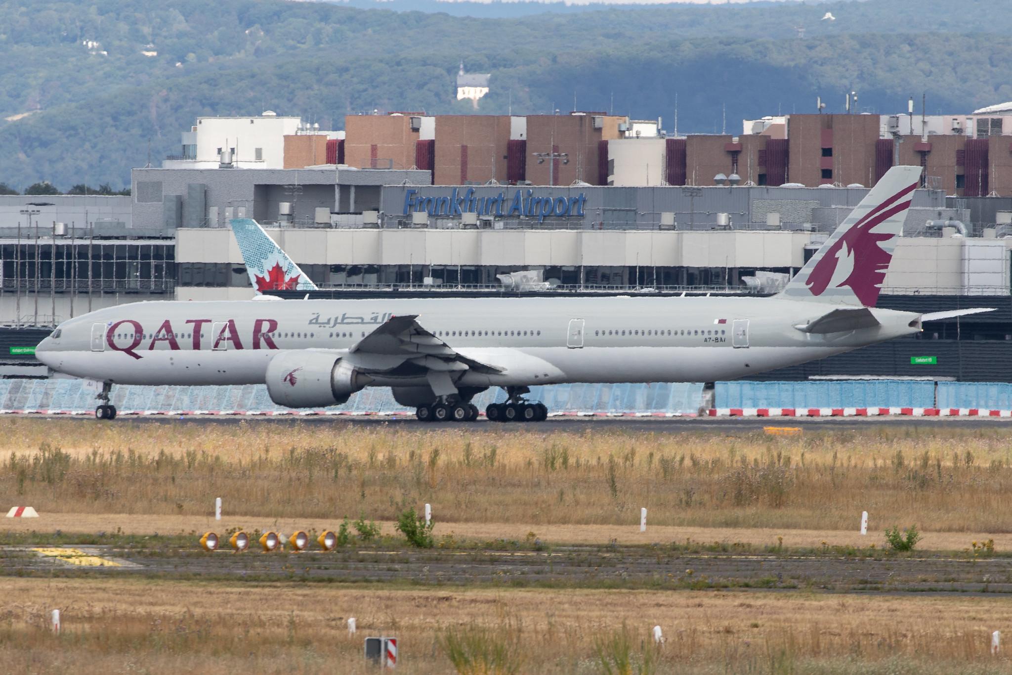 Frankfurt Airport: Qatar Airways (QR / QTR) |  Boeing 777-3DZ(ER) B77W | A7-BAI | MSN 36095