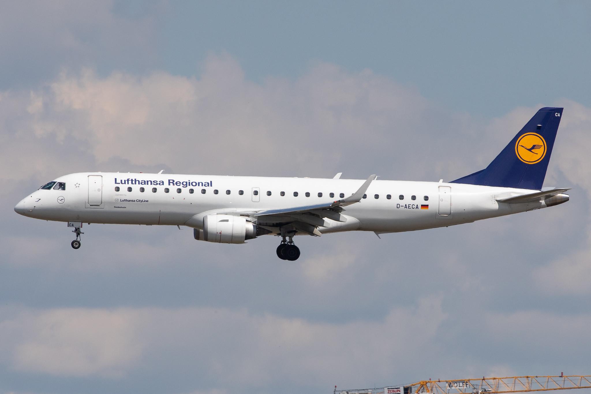 Frankfurt Airport: Lufthansa (LH / DLH) | Operator: Lufthansa CityLine |  Embraer E190LR E190 | D-AECA | MSN 19000327
