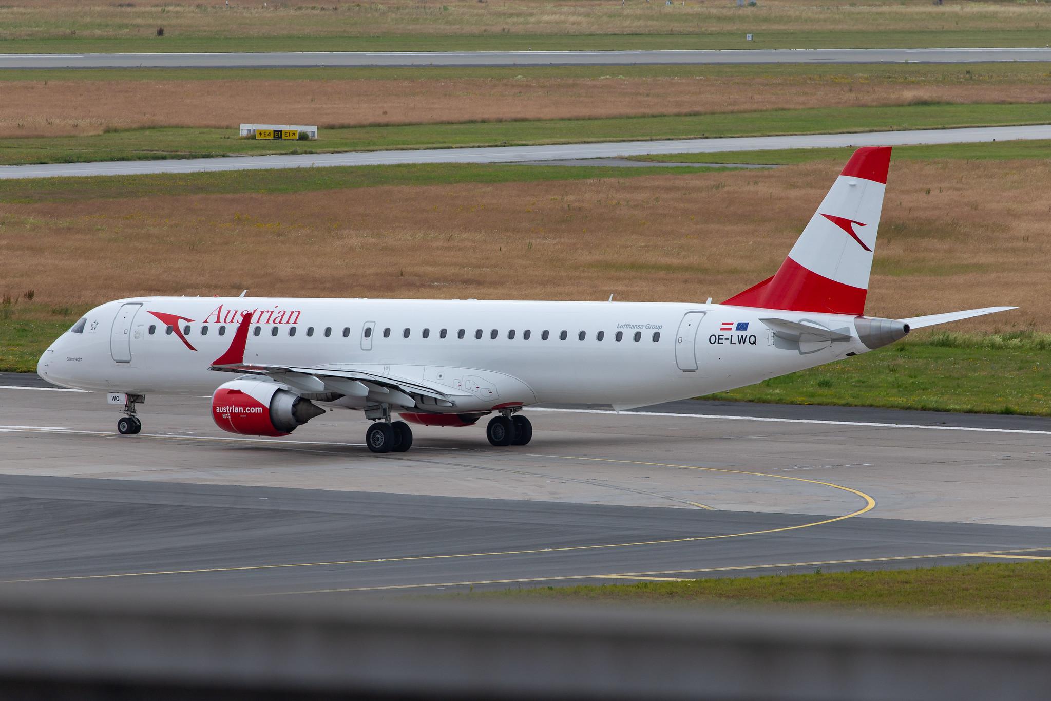 Hamburg Airport: Austrian Airlines (OS / AUA) |  Embraer E195LR E195 | OE-LWQ | MSN 19000565