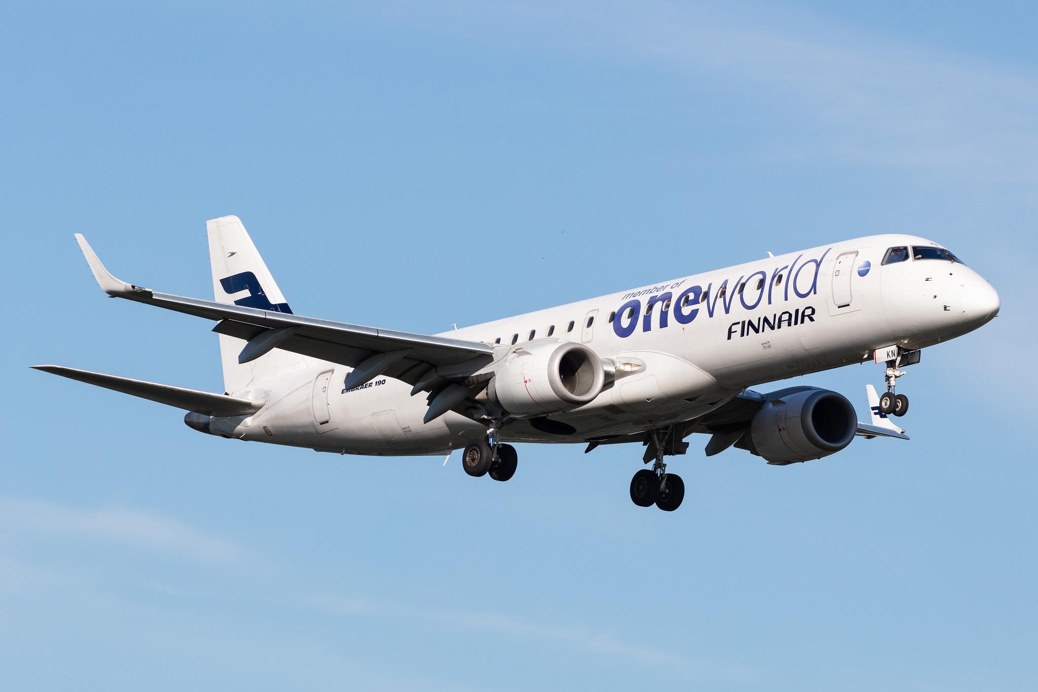 Hamburg Airport: Finnair (AY / FIN) |  Livery: Oneworld livery | Operator: NORRA |  Embraer E190LR E190 | OH-LKN | MSN 19000252
