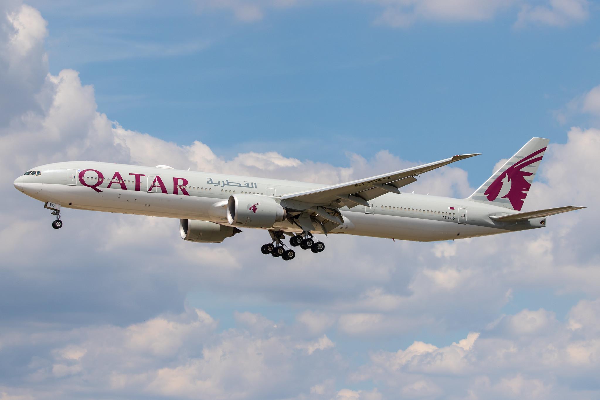 Frankfurt Airport: Qatar Airways (QR / QTR) |  Boeing 777-3DZ(ER) B77W | A7-BEQ | MSN 64085