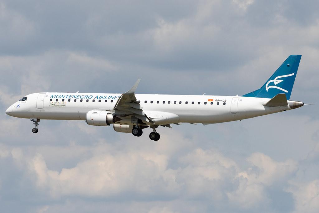 Frankfurt Airport: Montenegro Airlines (YM / MGX) |  Embraer E195LR E195 | 4O-AOB | MSN 19000283
