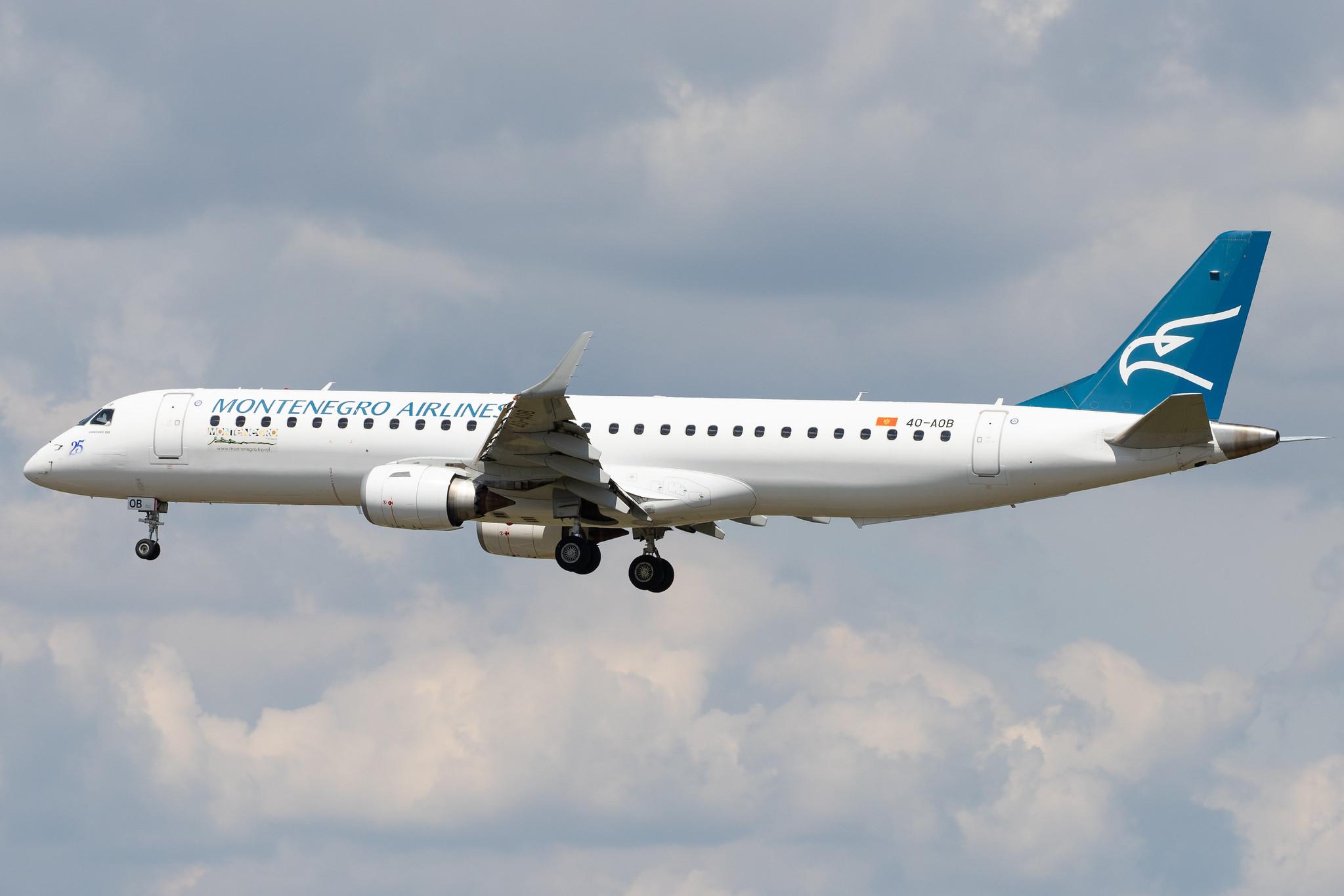 Frankfurt Airport: Montenegro Airlines (YM / MGX) |  Embraer E195LR E195 | 4O-AOB | MSN 19000283