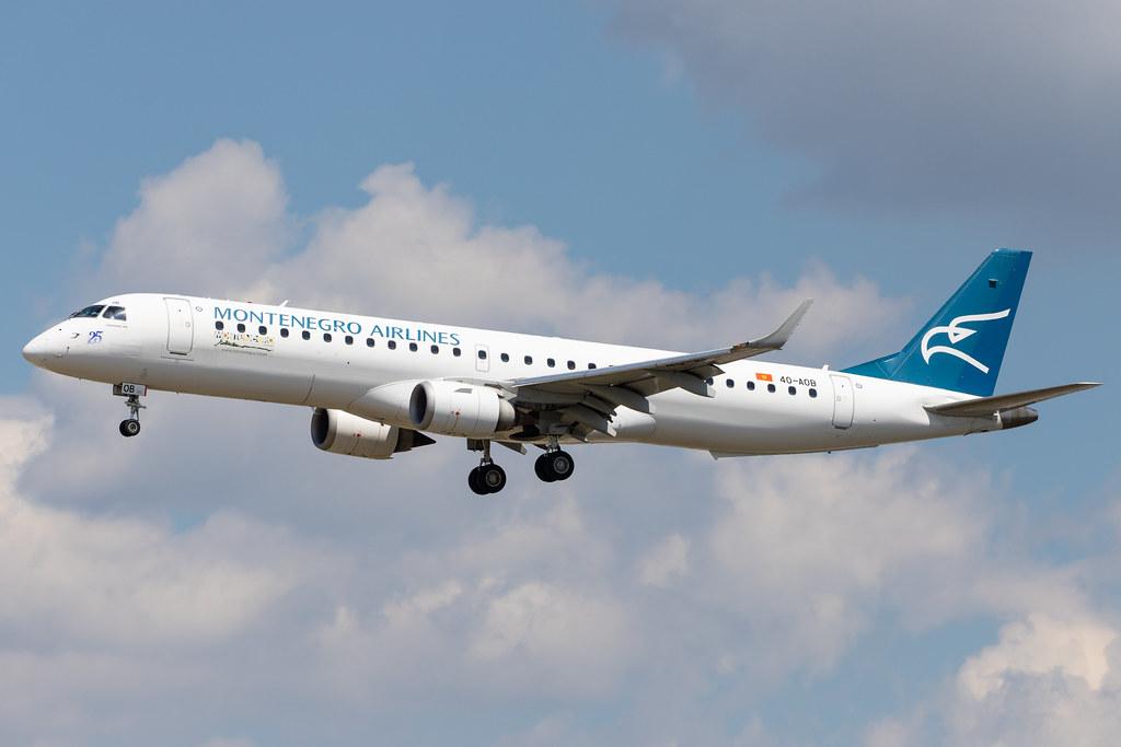 Frankfurt Airport: Montenegro Airlines (YM / MGX) |  Embraer E195LR E195 | 4O-AOB | MSN 19000283