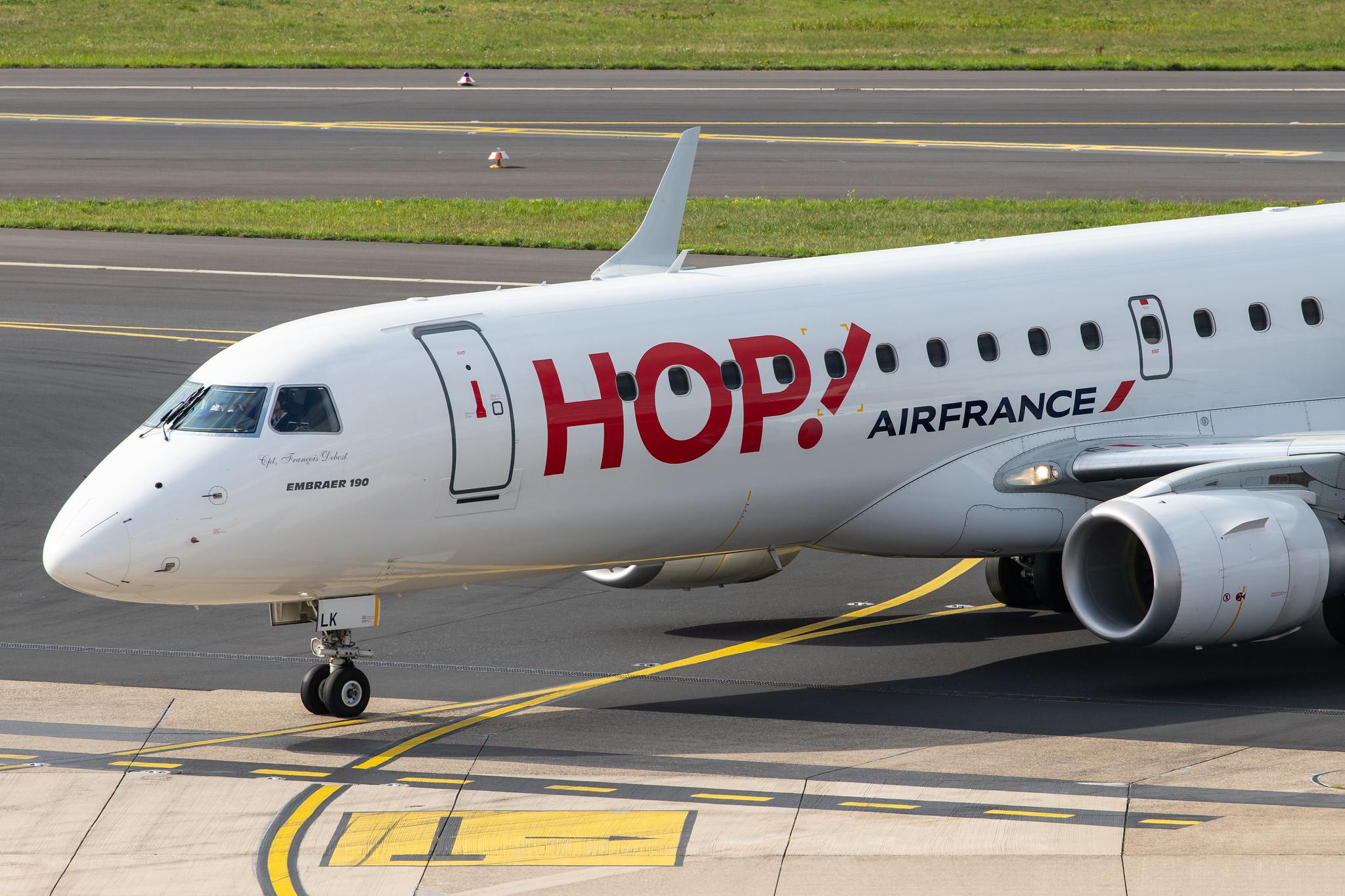 Düsseldorf Airport: Air France (AF / AFR) | Operator: HOP! |  Embraer ERJ-190STD E190 | F-HBLK | MSN 19000760
