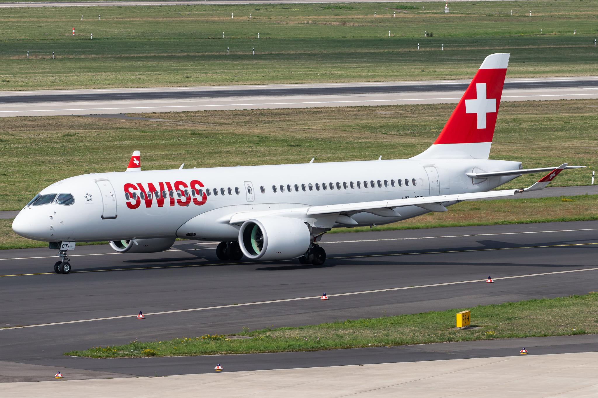 Düsseldorf Airport: Swiss (LX / SWR) |  Airbus A220-300 BCS3 | HB-JCT | MSN 55046