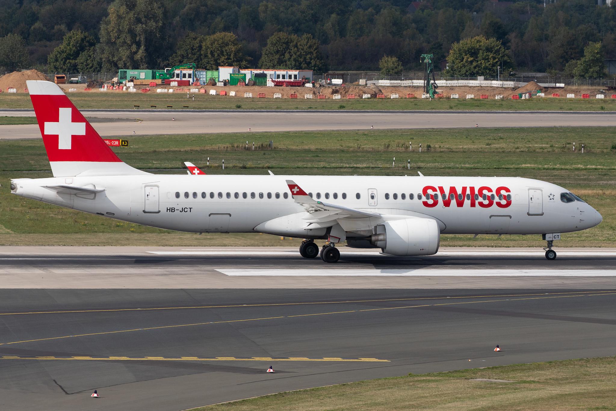 Düsseldorf Airport: Swiss (LX / SWR) |  Airbus A220-300 BCS3 | HB-JCT | MSN 55046