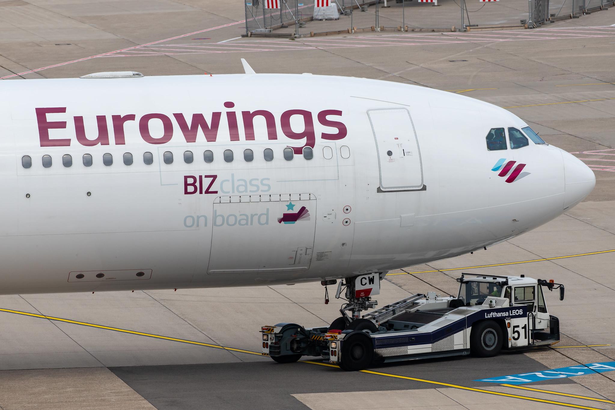 Düsseldorf Airport: Eurowings (EW / EWG) | Operator: Brussels Airlines |  Airbus A340-313 A343 | OO-SCW | MSN 335