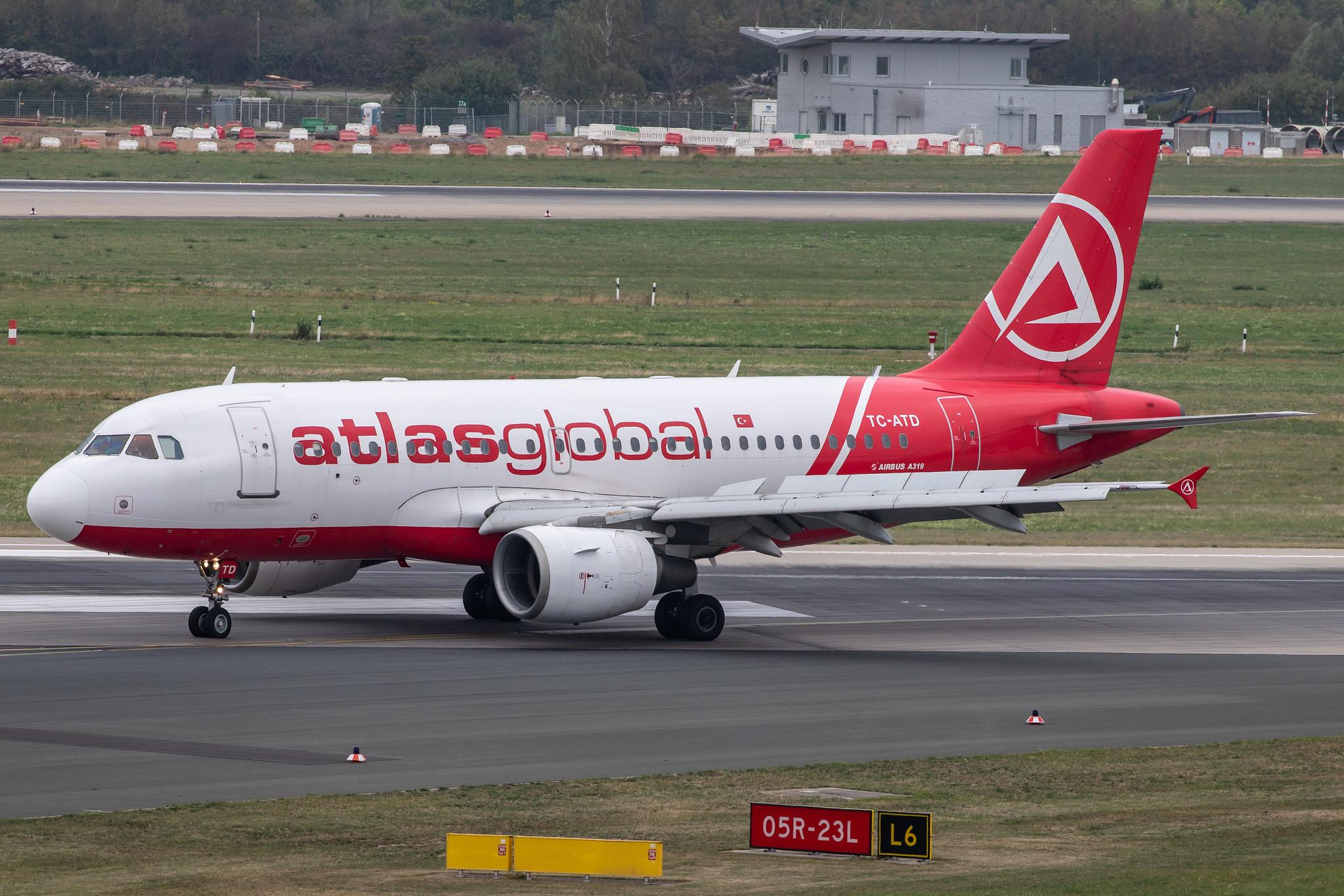 Düsseldorf Airport: AtlasGlobal (KK / KKK) |  Airbus A319-112 A319 | TC-ATD | MSN 1124