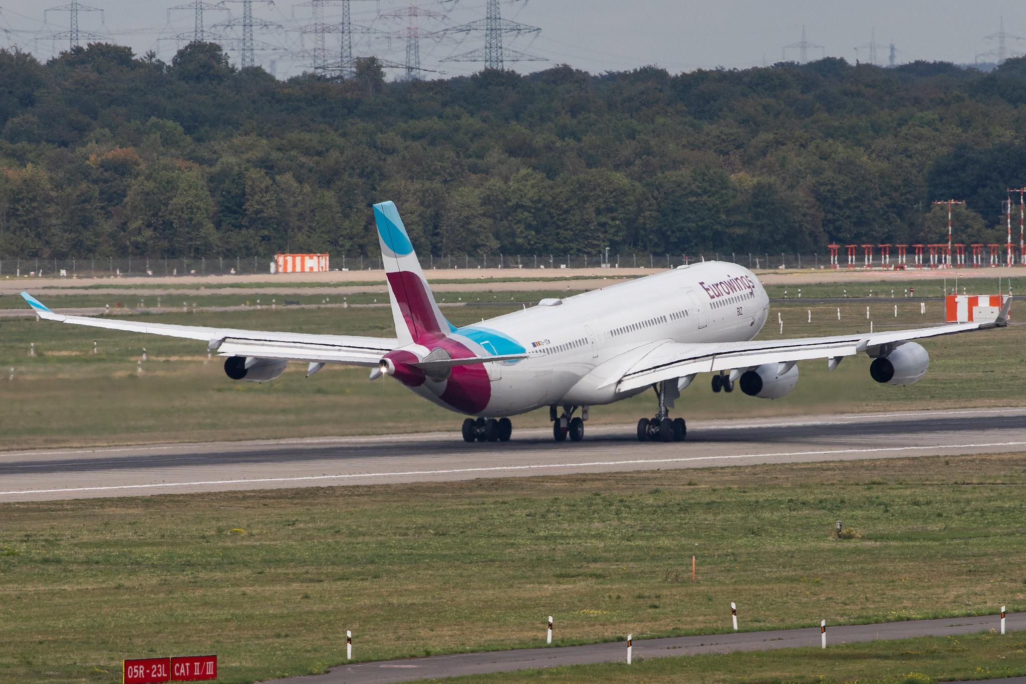 Düsseldorf Airport: Eurowings (EW / EWG) | Operator: Brussels Airlines |  Airbus A340-313 A343 | OO-SCW | MSN 335