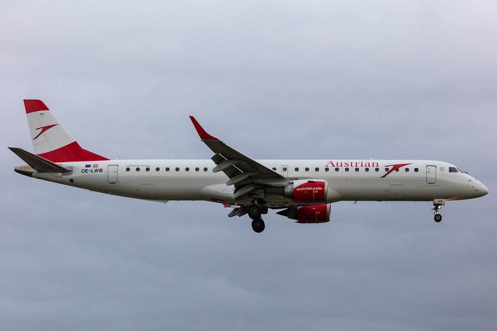 Hamburg Airport: Austrian Airlines (OS / AUA) |  Embraer E195LR E195 | OE-LWB | MSN 19000324
