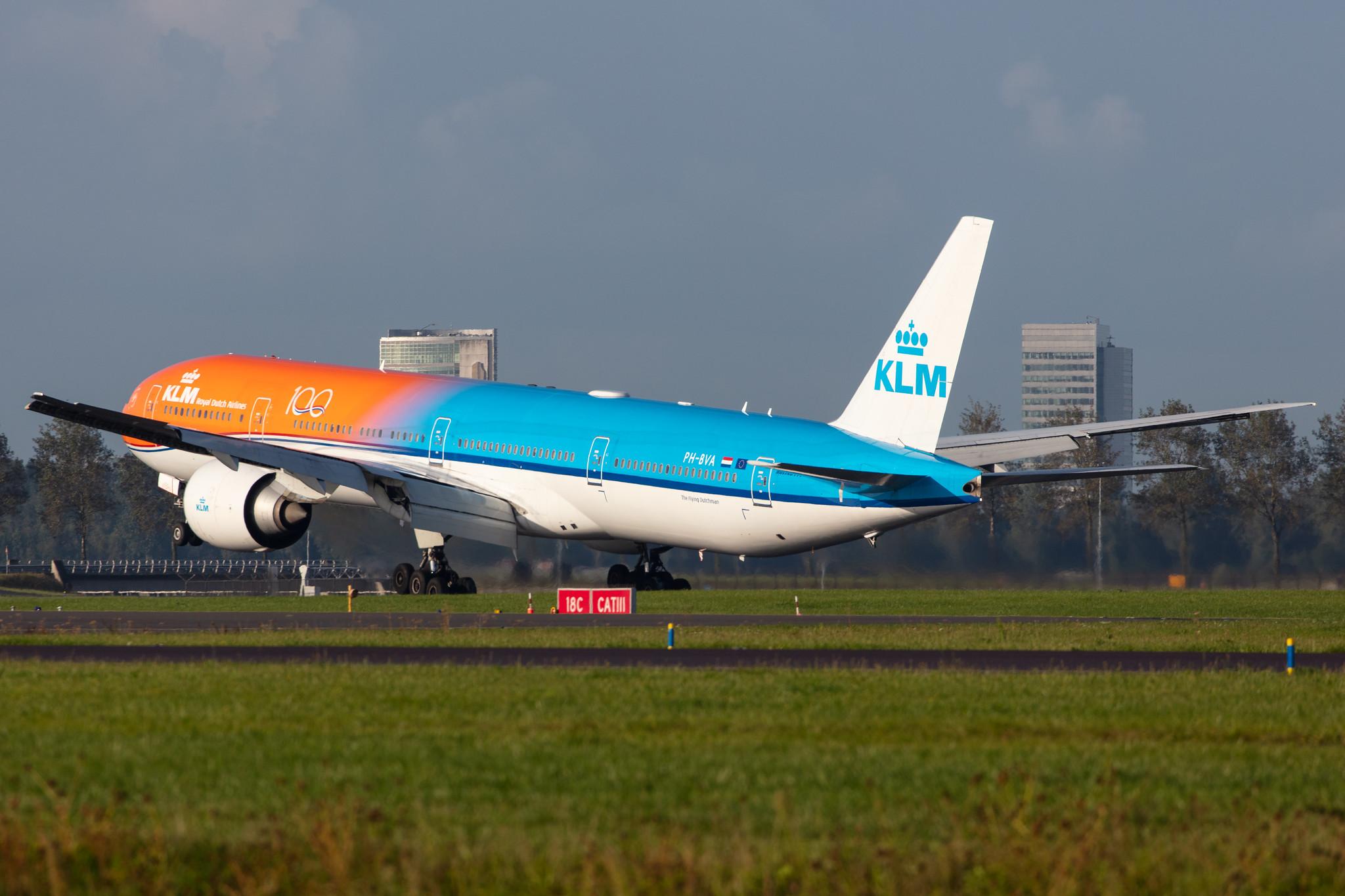 Amsterdam Airport Schiphol: KLM (KL / KLM) |  Livery: Orange Pride Livery |  Boeing 777-306(ER) B77W | PH-BVA | MSN 35671