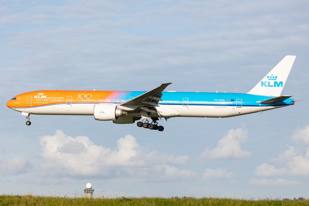Amsterdam Airport Schiphol: KLM (KL / KLM) |  Livery: Orange Pride Livery |  Boeing 777-306(ER) B77W | PH-BVA | MSN 35671