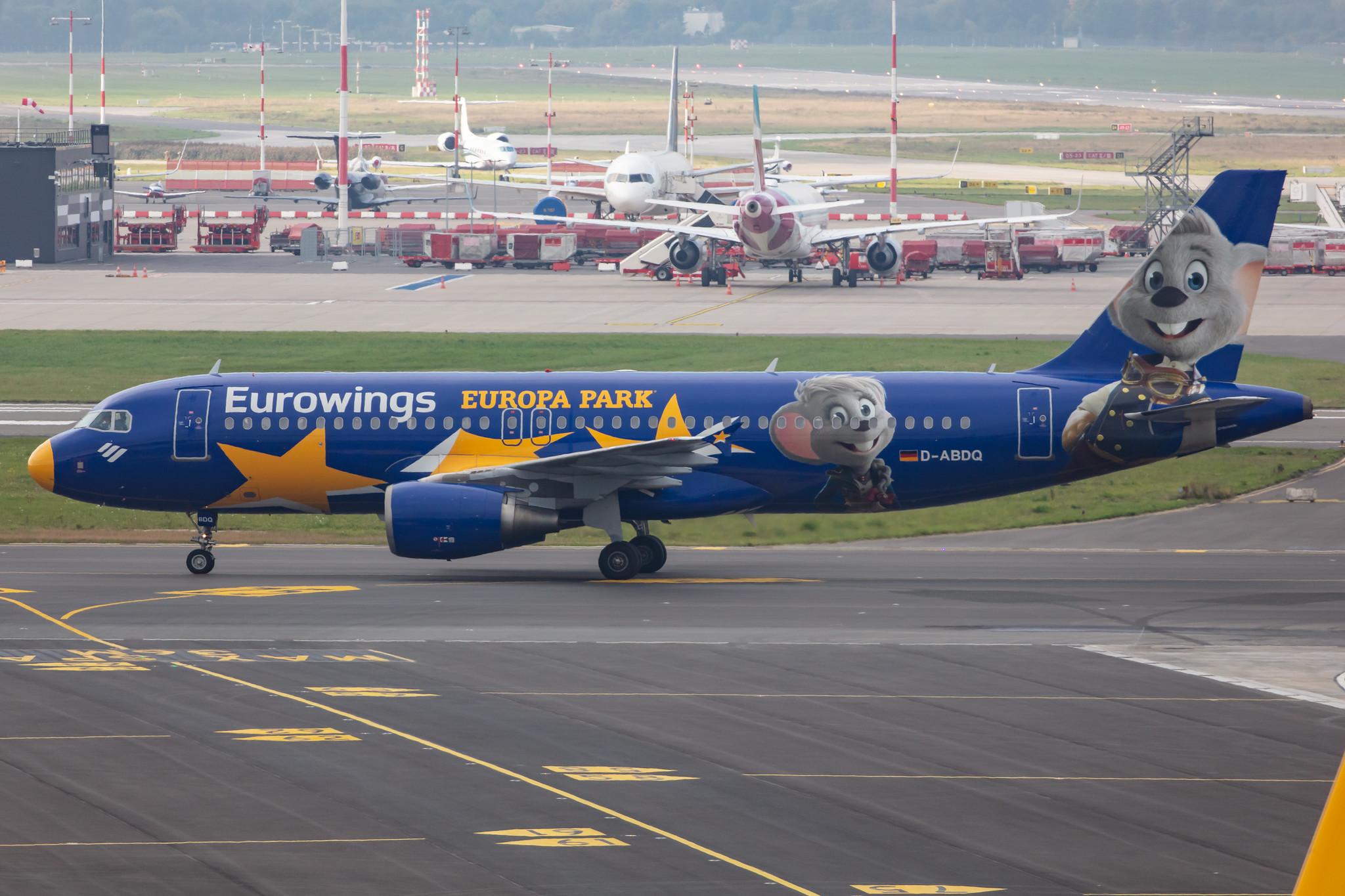 Hamburg Airport: Eurowings (EW / EWG) |  Livery: Europa Park Livery |  Airbus A320-214 A320 | D-ABDQ | MSN 3121