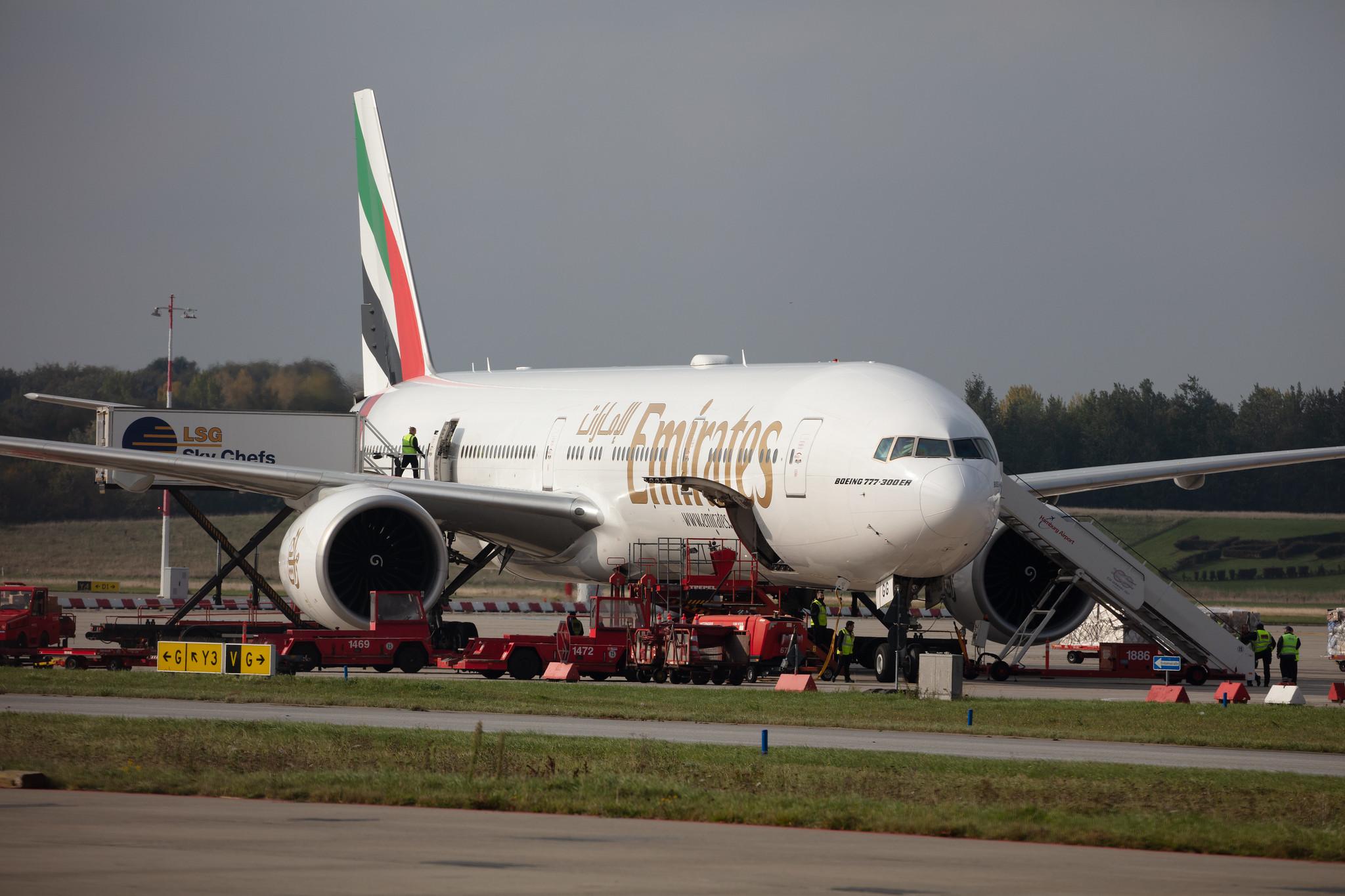 Hamburg Airport: Emirates (EK / UAE) |  Boeing 777-31H(ER) B77W | A6-EGG | MSN 41070