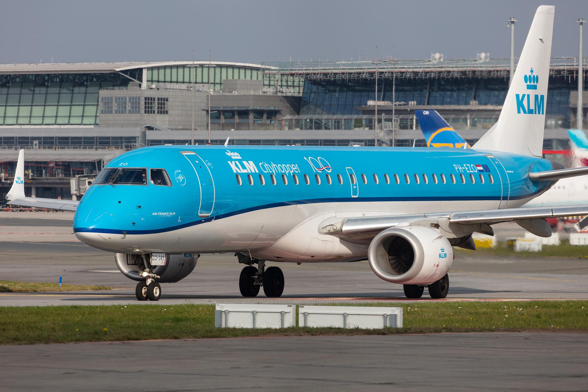 Hamburg Airport: KLM (KL / KLM) | Operator: KLM Cityhopper |  Embraer E190STD E190 | PH-EZO | MSN 19000345
