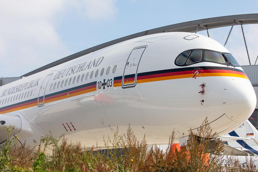 Hamburg Airport: German Air Force (/ GAF) |  Airbus A350-941 A359 | D-AGAF (10+03) | MSN 416