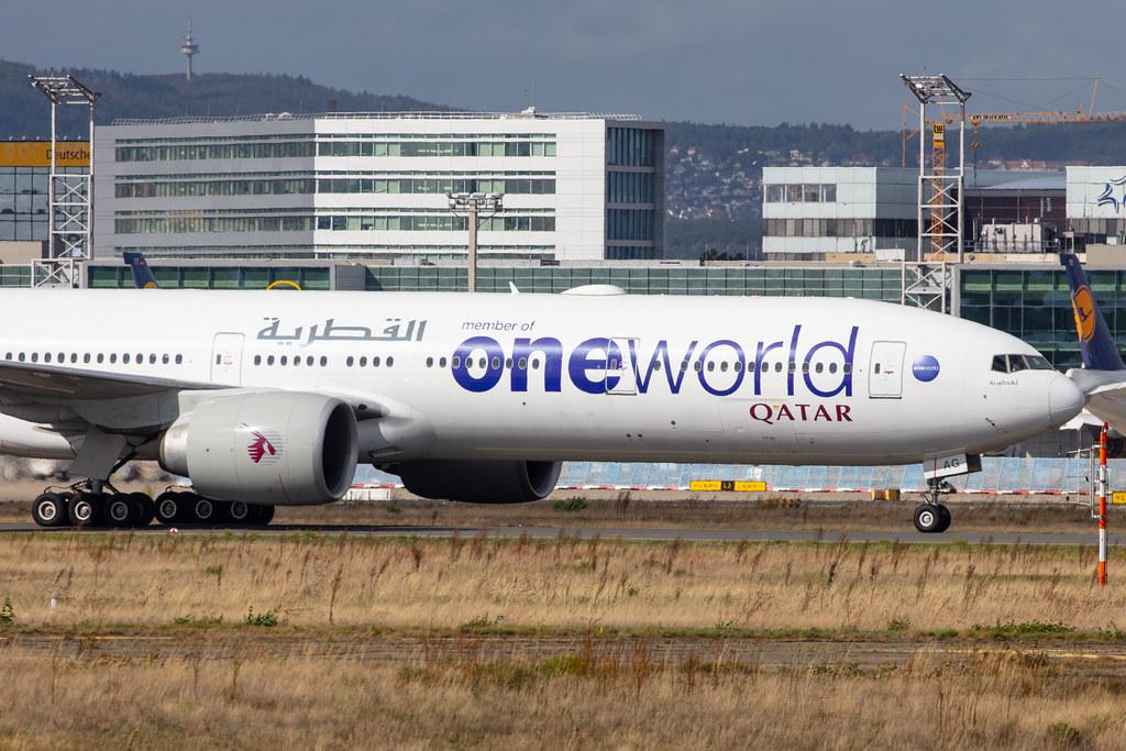 Frankfurt Airport: Qatar Airways (QR / QTR) |  Livery: Oneworld Livery |  Boeing 777-3DZ(ER) B77W | A7-BAG | MSN 36014